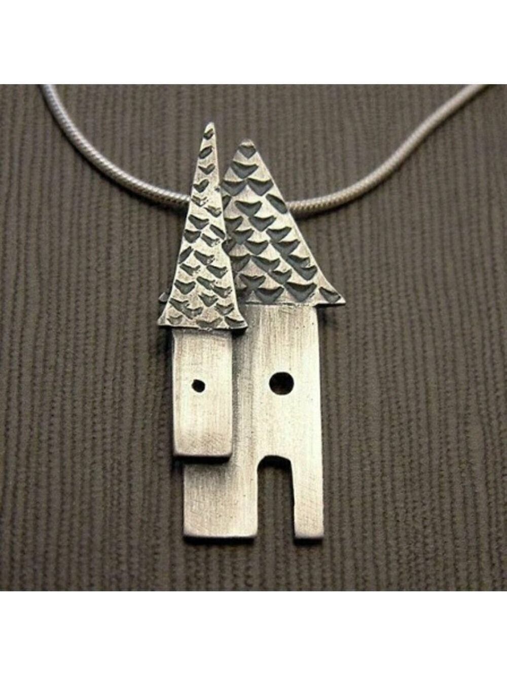 Argentium Sterling Silver House Necklace bye Andree Chenier